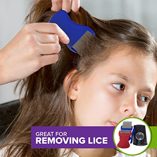 Premium 5 Piece Lice Comb Kit - Nit Removal Fine Tooth Comb And Magnifier Full Treatment Set #TOP4