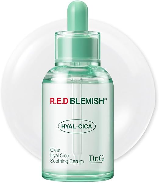 Dr. G R.E.D. Blemish Clear Hyal-Cica Soothing Serum - Korean Skincare - Long-Lasting, Hydrating Serum for All Skin Types - Cools Skin Temperature - Hyaluronic Acid & Centella Asiatica - 1.69 fl oz