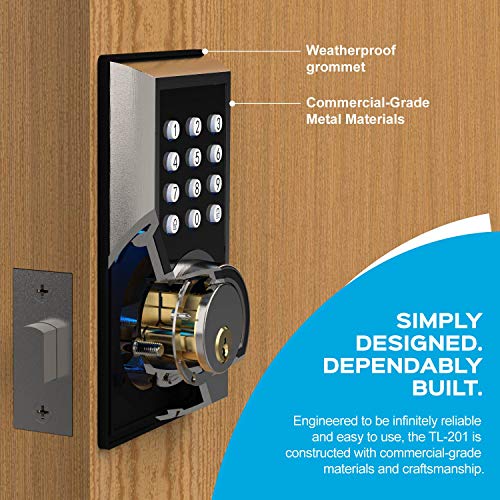 Turbolock Tl-201 Electronic Keypad Deadbolt Keyless Entry Door Lock W/ Code Disguise, 21 Programmable Codes, 1-Touch Locking + 3 Backup Keys, Bronze #TOP2