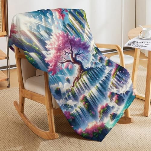 Plaid cerisier japonais jet de canapé en flanelle chaude pour soirées cocooning - 5