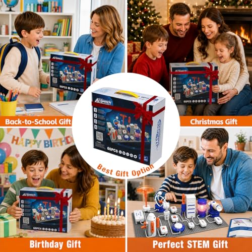 STEM Science Kit for Kids - 66 Pcs Electronics Exploration Kit with 1200+ Circuit Projects & 2 Extra 4-Head Wires, Snap Circuits Building Toy, STEM Gift for Boys Girls Ages 3-12 - Image 8