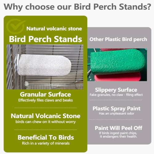 Image of 4PCS Bird Beak Grinding Stone,Parrot Perch Stands,Parakeets Platform Chewing Toys Calcium Pumice Lava Foot Claws Trimmer Climbing Ledge for Cockatiel Budgie Conure Lovebird(L,Grey)