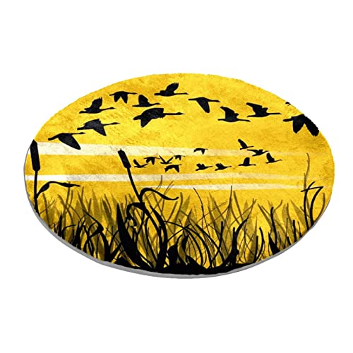 Tappeto rotondo con canne e oche per camera da letto, tappeto Shaggy morbido e lavabile