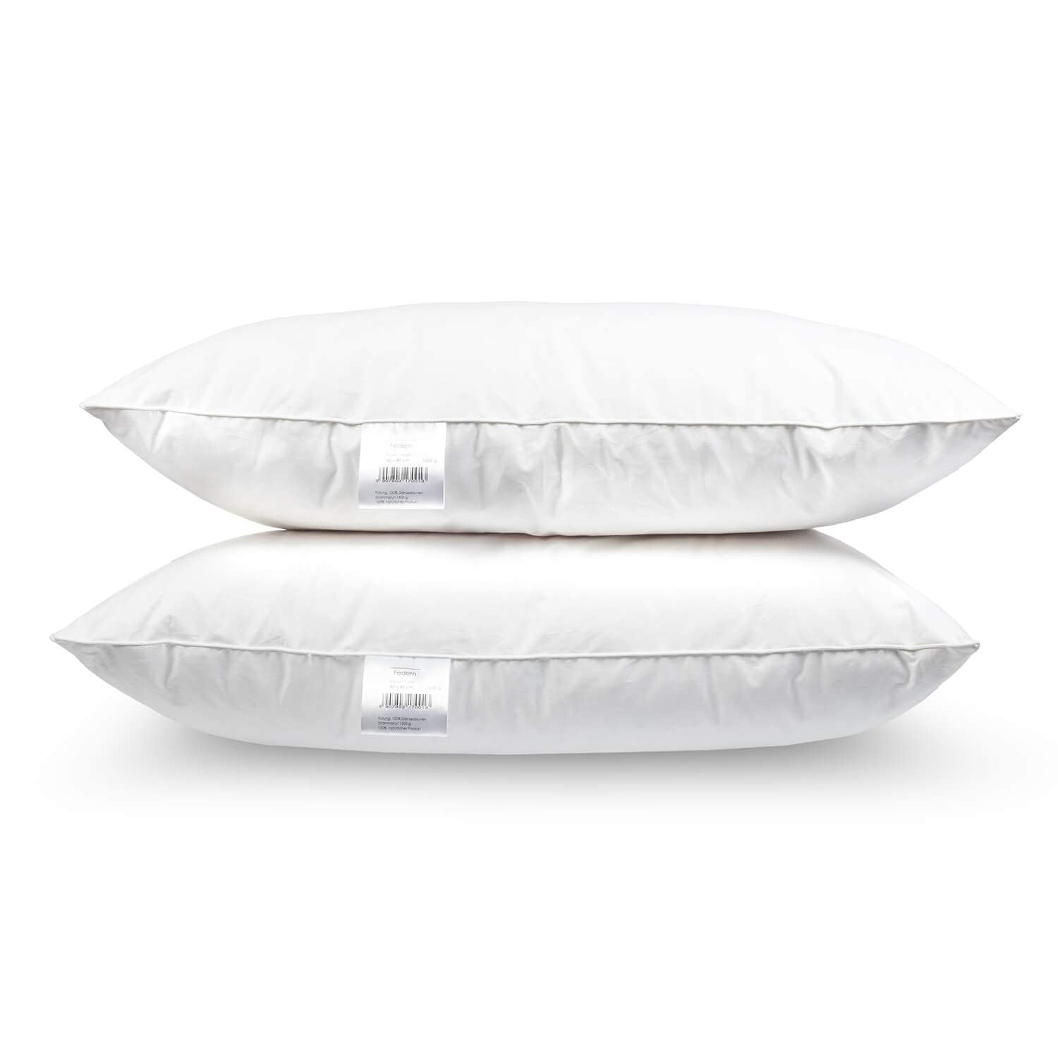 H&F Heimtextilien 2er Set Premium Qualität | Kopfkissen 80x80 cm | Füllung: 1500 Gramm Federn, Gänsefedern | 100% Natur Kissen | Bezug: 100% Baumwolle | Federkissen 80 x 80 cm