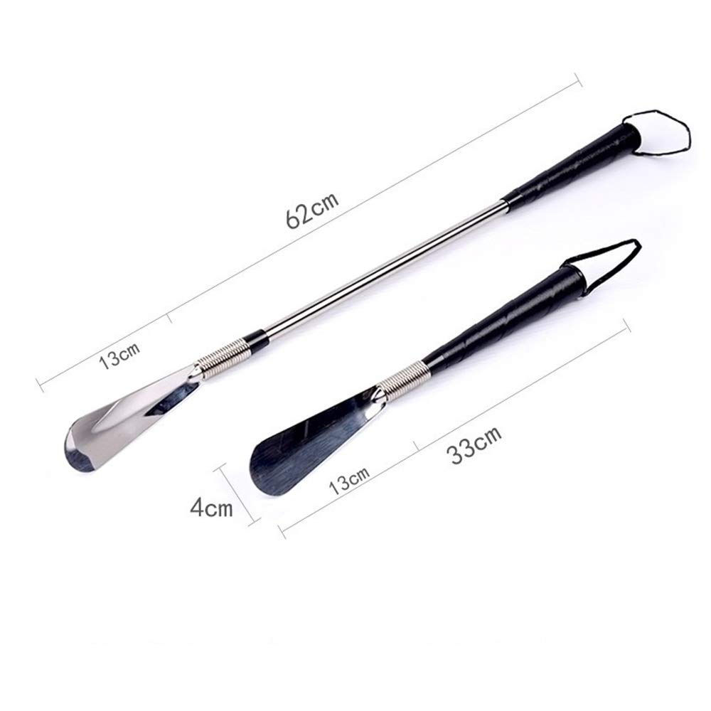 Schuhlöffel, Schuhlöffel mit extra langem Edelstahl-Schuhlöffel und kurzem Feder-Schuhhelfer, 2er-Pack Schuhhelfer (Farbe: Silber, Größe: Einheitsgröße) (Silber, Einheitsgröße)