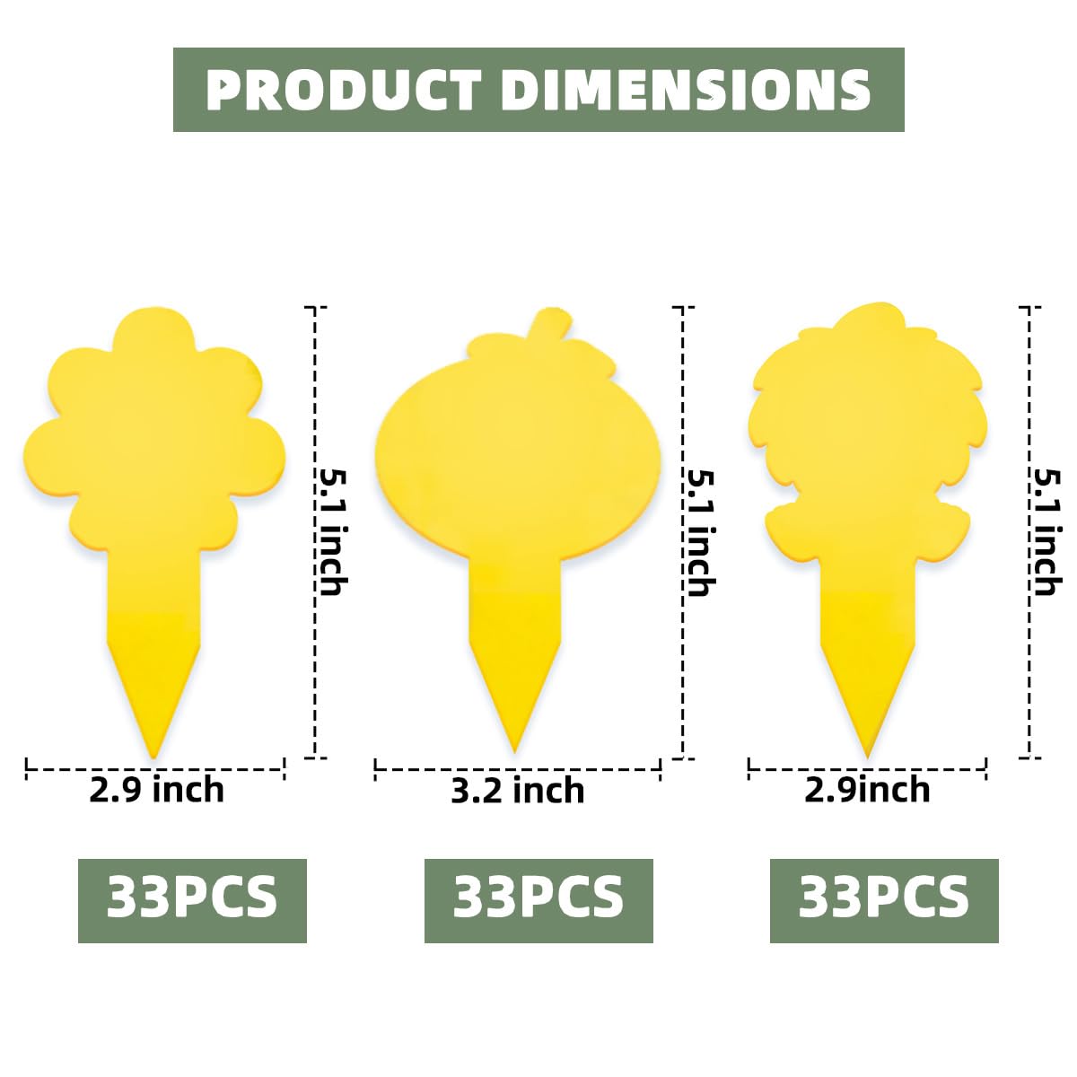 99 trampas de palo para plantas, trampas para mosquitos de hongos de doble cara con pala, seguras para interiores, color amarillo