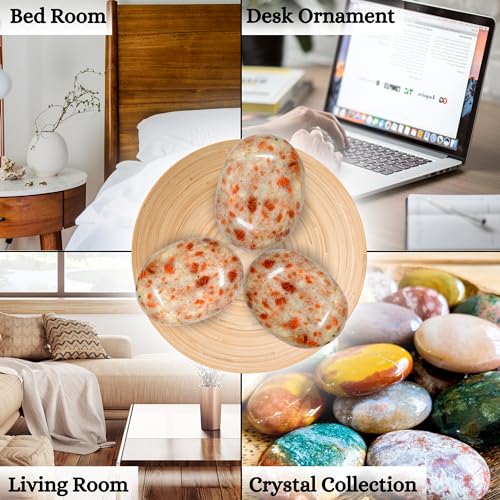 Image of Amazing Gemstone Sunstone Crystals and Healing Stones - Large Palm Stone Crystals Piedra - Crystal for Good Luck, Positive Energy, Meditation - Unique Stocking Stuffers and Birthday Gifts for Women