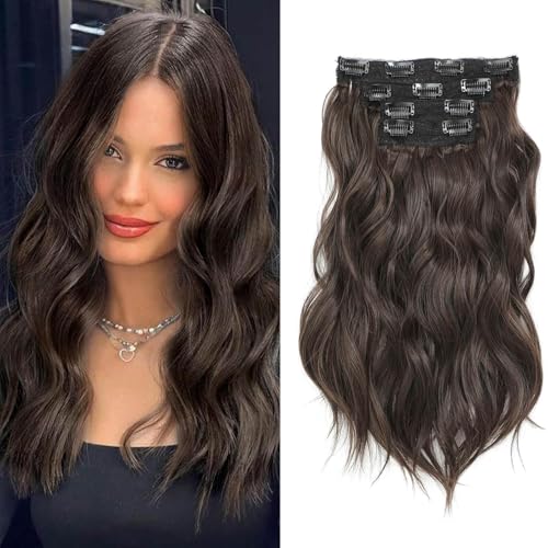 Extensions de cheveux à clipser volume tête entière courts ondulés fins