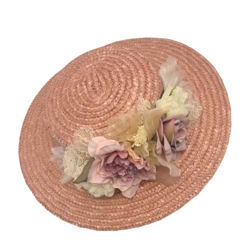 Canotier Boda Rosa Nude con Adorno de Flores. Sombrero para Boda de...