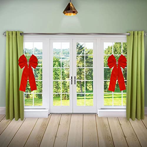 Meseey 4 Pcs 36X18 Inches Extra-Large Christmas Tree Topper Bow Red Velvet Ribbon Gift Bows For Christmas Home Decor, Outdoor Indoor Car Decoration (4Red) #TOP5