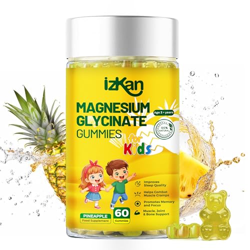 Magnesium Glycinate Gummies 100mg for Kids Calm Magnesium Gummies for Sleep Relaxation Brain Focus Bones No Melatonin Gluten Free Non GMO Vegan 60 Gummies (1)