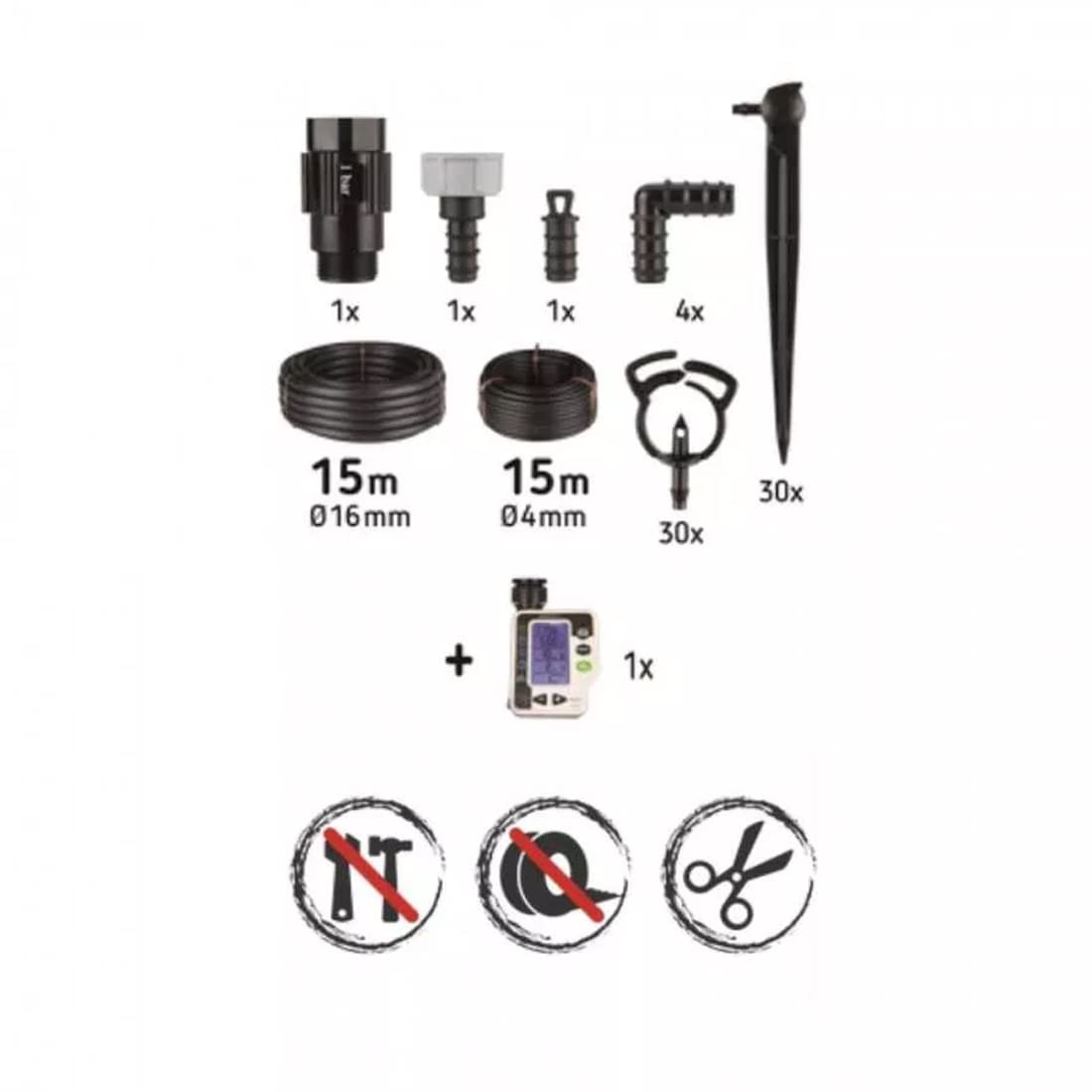 Kit di irrigazione a goccia per balconi: soluzione semplice e automatica per mantenere le piante idratate. Programmatore di irrigazione automatico per vasi. Irrigazione a goccia per fioriere e vasi