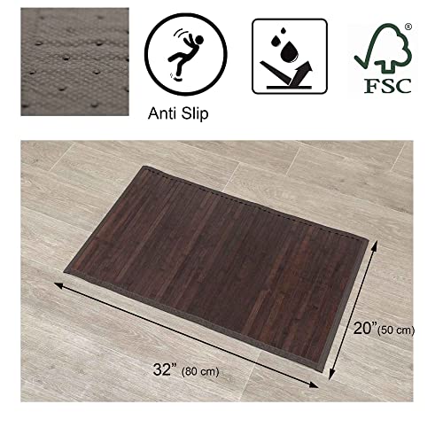 Brown Bathroom Rug Bamboo Floor Mat 32" L X 20" W #TOP2