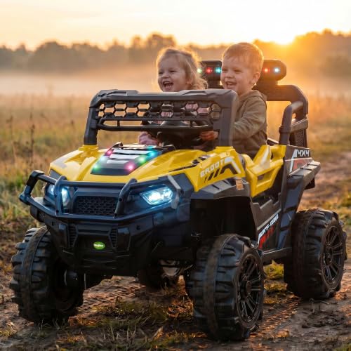 Image of Baybee Broot Electric Car for Kids with Parental Control | Baby Battery Operated Ride On Toy Car with 4x4 Motor, RGB Lights, Music & Swing Mode | Rechargeable Battery Car for Kids 2-6 Years (Yellow)
