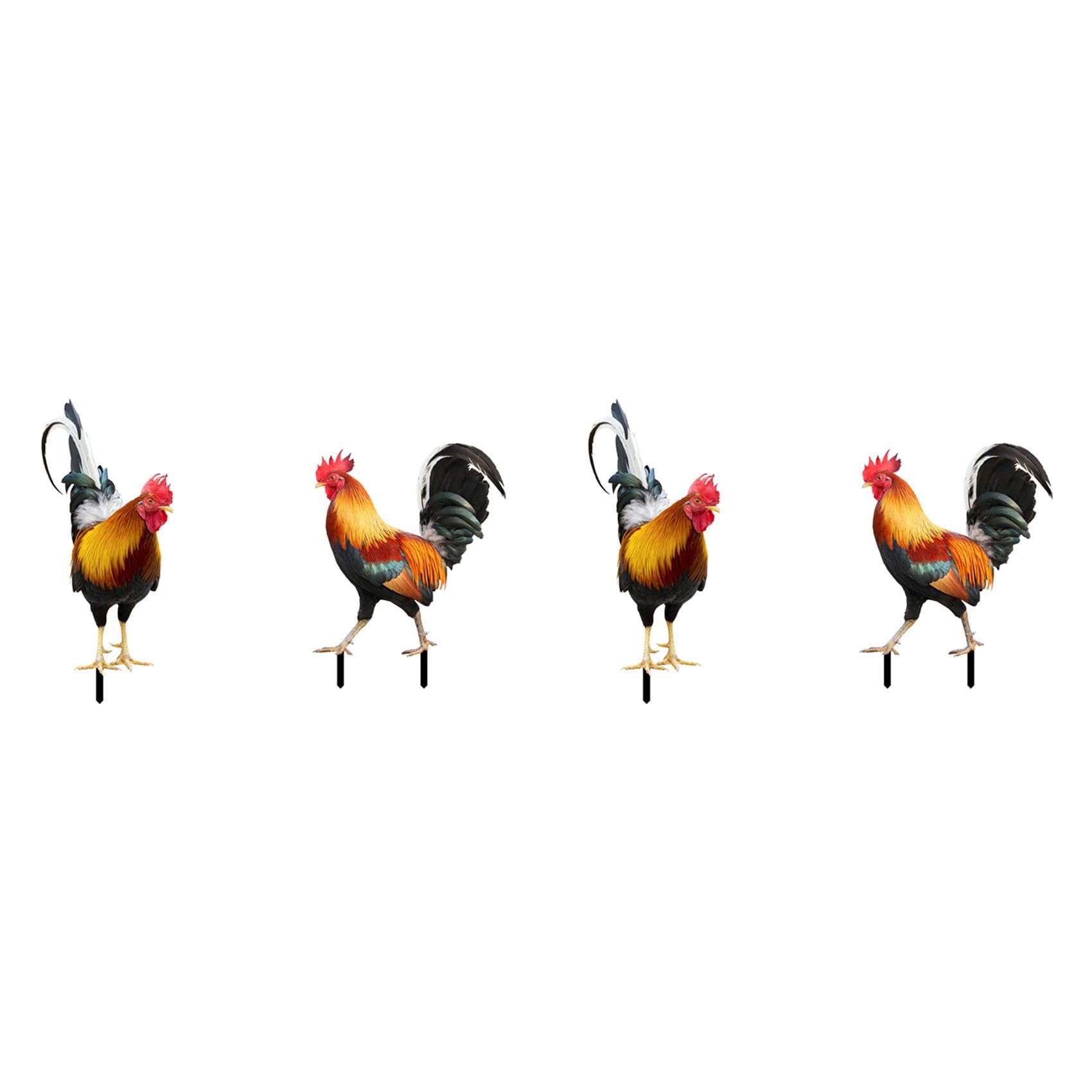 Vjsujehgy Set of 4 Acrylic Rooster Statues, Outdoor Garden Statues, Chicken Decor, Garden Sculptures & Statues for Patio Lawn