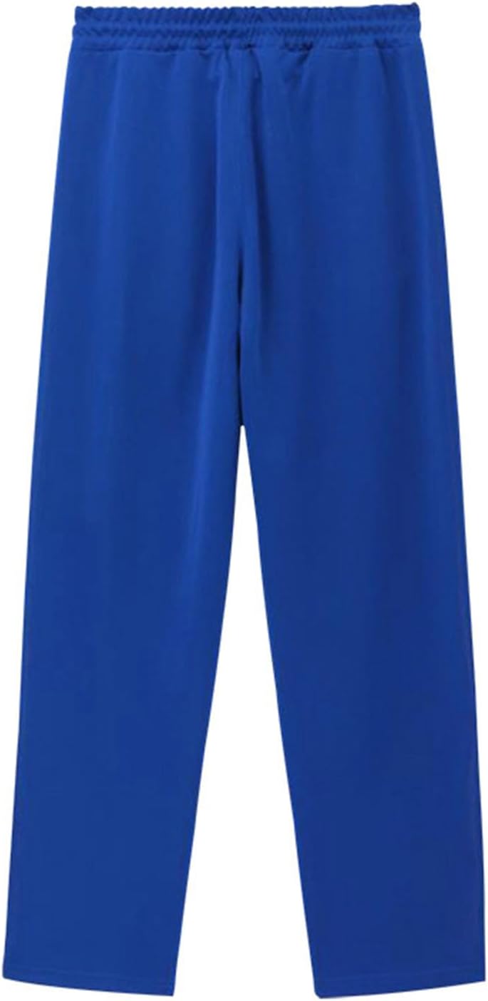 DMOYALA Men's Retro Stripe Button Decor Sweatpants Summer Loose Fit Drawstring Elastic Waist Straight Hiking Pants