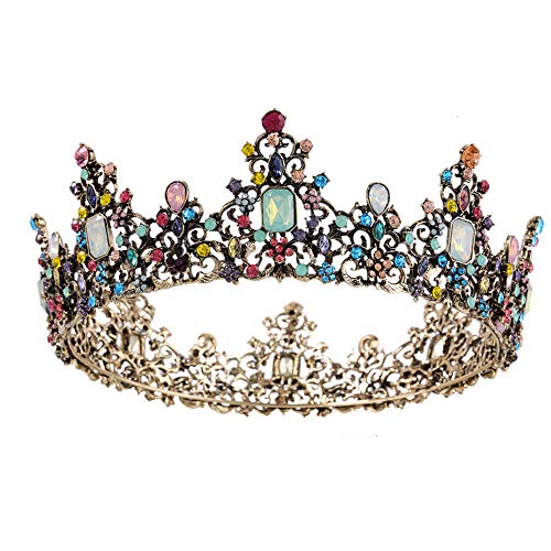 ZEXUAN Baroque Jeweled Queen Crown Crystal Rhinestone Wedding Tiara Crown For Costume Party Hallowen Hair Accessories
