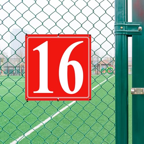Image of Premium Aluminum Number Signs 16, Metal 12 inch X 12 inch Red Numbered Signs Outdoor for Parking Lots, Floor, Dock, Court, Aisle, Field, High Visibility, No Fade, Weather-resistant