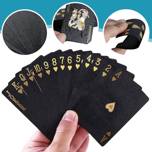 Schwarze Kunststoff-Spielkarten, 54 Stück, Coole Plastikspielkarten, Kartenspiel, wasserdichte Spielkarten Pokerkarten für das Geschenkpartyspiel,Mit Aufbewahrungsbox(Black Diamond) – Bild 3