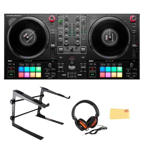 Hercules DJ Control Inpulse T7 Bundle with DJ Laptop Stand, Headphones, and Austin Bazaar Polishing Cloth