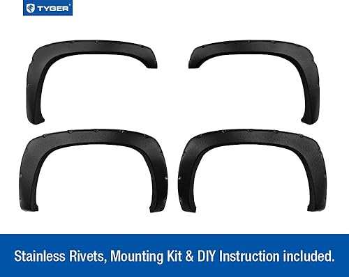 Miniatura 2 de Tyger Auto Guardabarros compatibles con Chevy Silverdo GMC Sierra 1999-2006 1500 2500 3500HD (incluido 2007 Classic), Fleetside, estilo remachado
