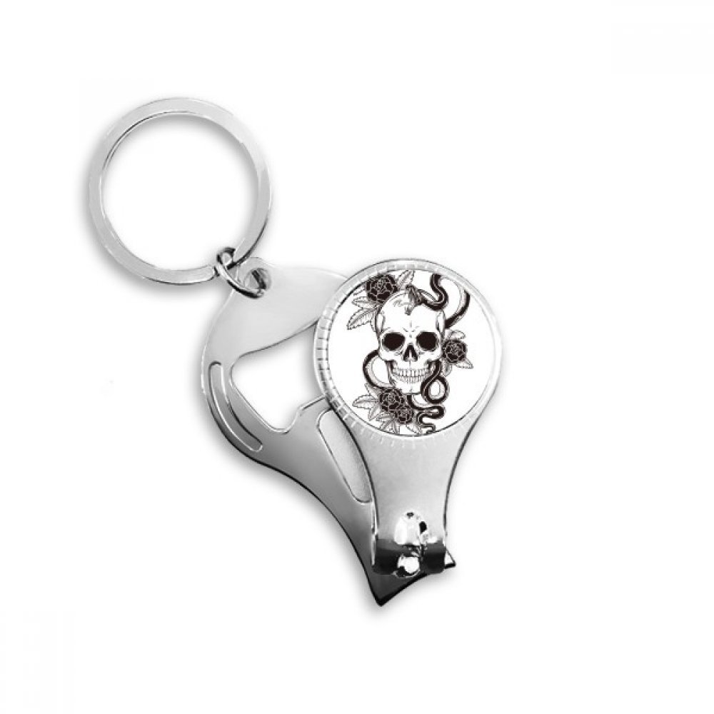Porte-clé serpent en forme de crâne pour look rock et motard