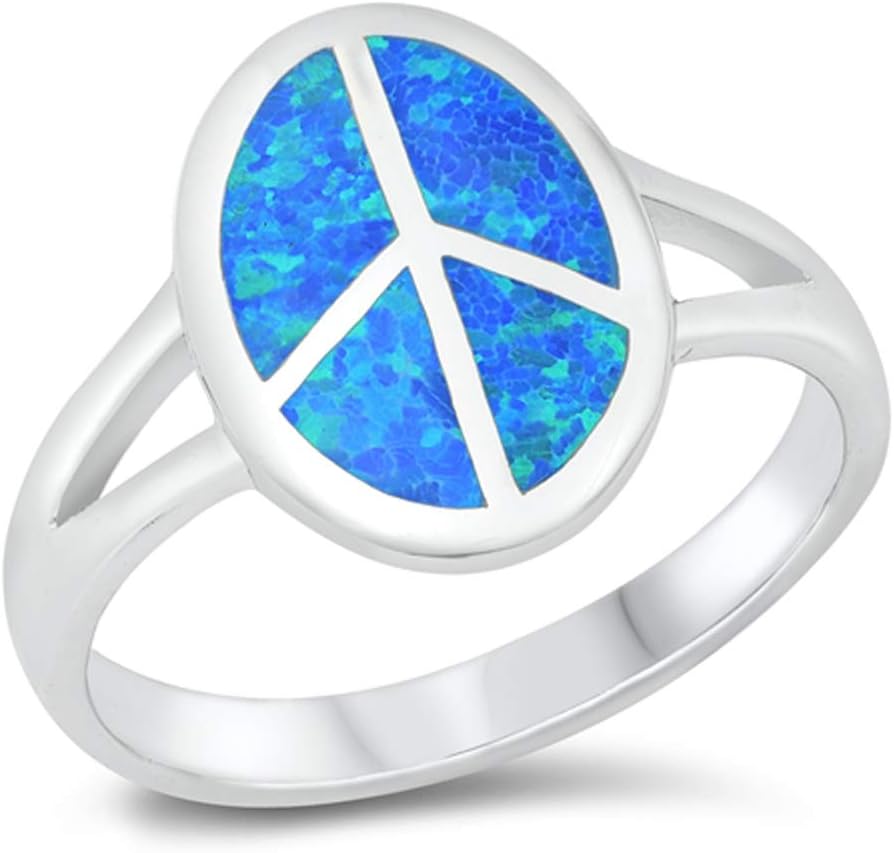 CHOOSE YOUR COLOR Sterling Silver Peace Sign Ring