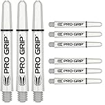 Target Darts Pro Grip Shafts – Set of 9 | White, Short (34mm) | Dart Stems, Professional Darts Accessories, 2BA Shaft Multipack with Rings