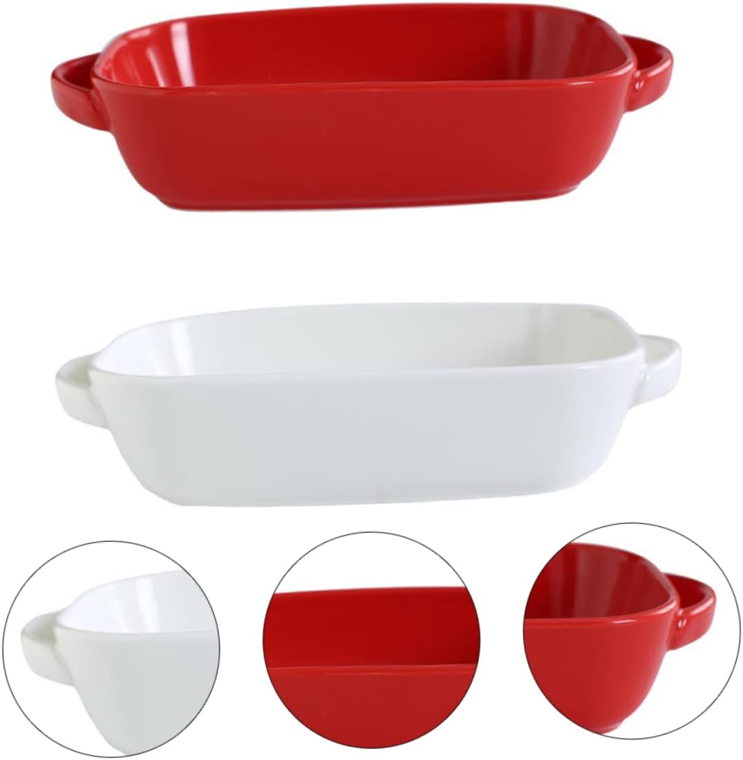 BESTOYARD 2Pcs Oval Ceramic Baking Tray Binaural Soup Plate Gratin Dish Heat Resistant for Long Term Use for Cheesecake Serving Dishes Kitchen