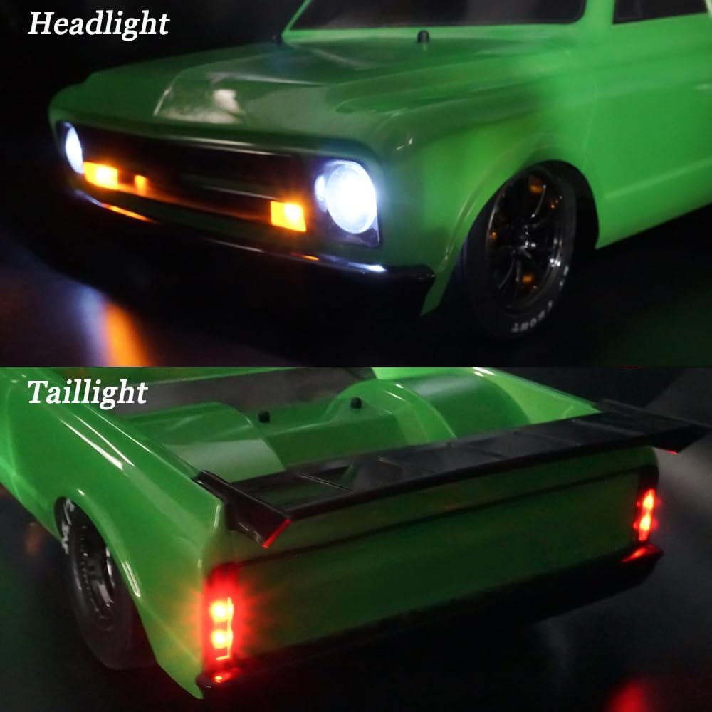 MOHERO RC Car LED Light Kit Headlights Taillight Set for Drag Slash C10 1/10 Scale Fast High Speed Remote Control Car