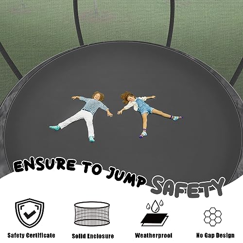 Liyarya Trampoline 12FT 14FT Trampoline for Kids/Adults - Outdoor Recreational Trampolines with Enclosure Net Curved Poles and Ladder, Heavy Duty Trampoline Anti-Rust Coating, ASTM Approval - Thumbnail 3