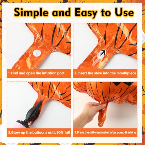 Image of Happy Halloween Balloons, Halloween Decorations Balloons, 14 PCS 16 inch Orange and Black Happy Halloween Letter Balloon with 2 PCS 24 inch Pumpkin Shaped Foil Balloon for Halloween Party Decorations Supplies