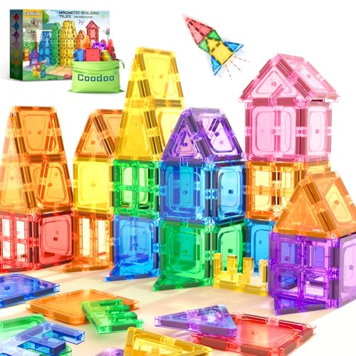 Coodoo Kids Toys Magnetic Tiles Starter Set Classroom Must Haves, Magnetic Blocks for Toddlers Magnet Building Toys Preschool Montessori Learning Games for 3+ Year Old Boys & Girls