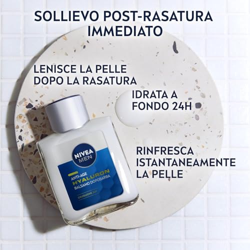 NIVEA MEN Anti-Age Hyaluron Balsamo Dopobarba Uomo 100 ml, Dopobarba uomo con acido ialuronico, Balsamo barba idratante, rivitalizzante e lenitivo per pelli mature - Immagine 1