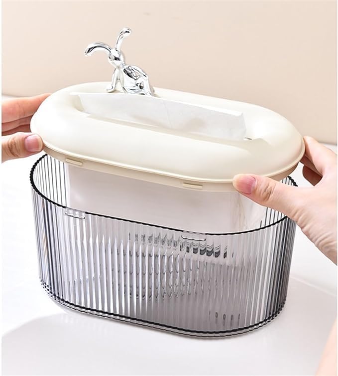 AMPLIN Handy Tissue Roll Caddy Tissue Box Holder with Spring/Desktop Facial Paper Towel Dispenser for Office, Home, Restaurants, cafes, Hotels & Hospitals (White) 2