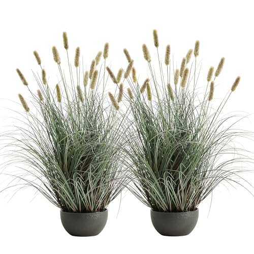3ft Faux Onion Grass Set of 2, Indoor Outdoor Artificial Plant and Greenery
