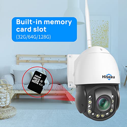 Hiseeu Wireless 30X Optical Zoom Camera 3Mp Ptz Camera Outdoor Two Way Audio 250Ft Night Vision With Floodlight, Sound&Light Alarm High Speed Dome Security Camera Humanoid Detection #TOP7