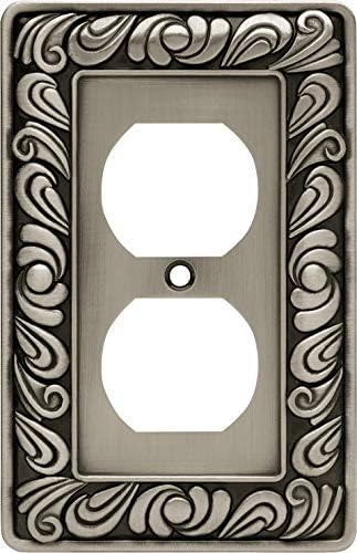 Franklin Brass 64044 Paisley Single Duplex Outlet Wall Plate / Switch Plate / Cover, Brushed Satin Pewter