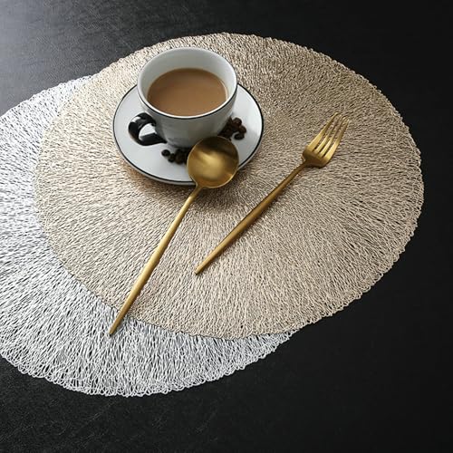 Set table rond thermorésistant lavable antidérapant protection cuisine 8pcs - 4