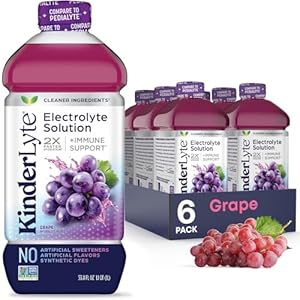 KinderLyte Electrolyte Solution for Kids and Adults – Hydration Drink (Grape, 6 Pack), No Artificial Sweeteners or Flavors, No Synthetic Dyes, Vegan, Non-GMO, Gluten-Free