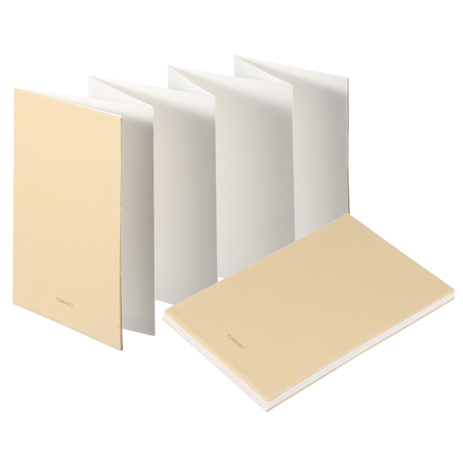 PATIKIL 7.5x5.2 Concertina Sketchbook Watercolor Notebook, 16 Sheets 300GSM/140lb Unfold 103cm Watercolor Sketchbook Blank Travel Journal Sketching Pad for Writing Drawing, Khaki