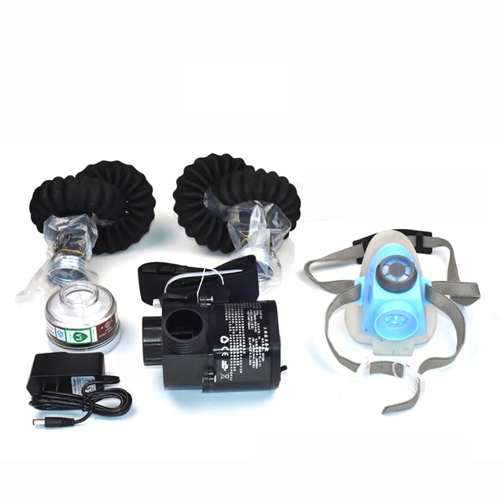 Máscara de Cara Completa de Flujo Constante Eléctrico Máscara de Gas Herramienta de Pintura Portátil Sistema de Respirador de Casco de Soldadura(CONJUNTO C)