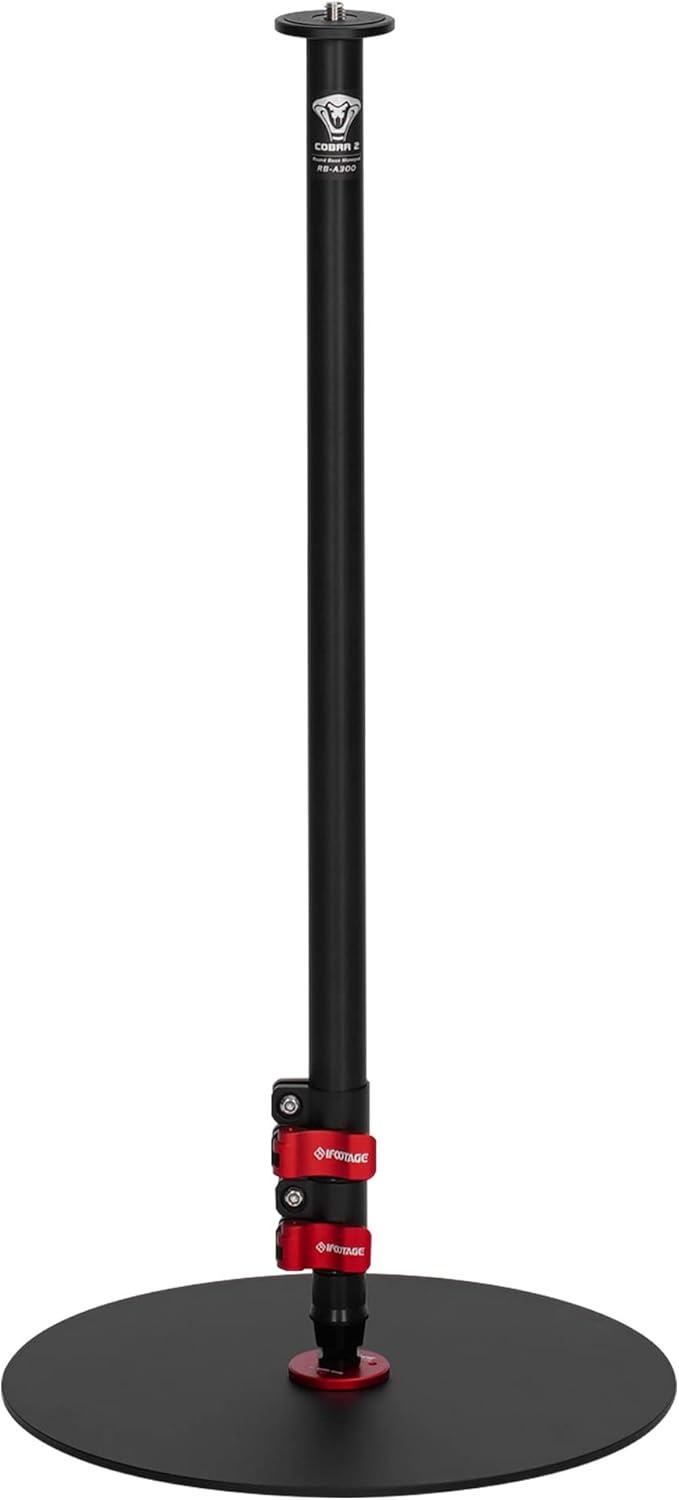 IFOOTAGE Round Base Monopod Cobra 2, 60″ Indoor Stand Monopod, Aluminum Camera Monopod with base, Video Monopods with Round Base Compatible for DSLR Cameras and Photography Lighting, Vlogging(RB-A300)