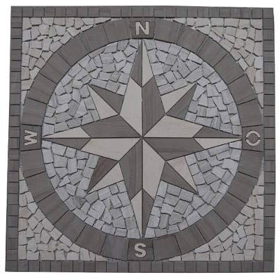 Rosoni Rosone Mosaico Marmo 120x120 cm Rosa di Venti su rete interni esterni
