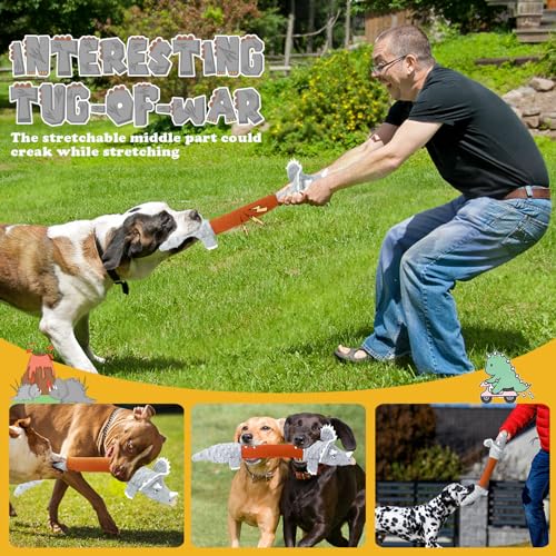 ROSAUI Hundespielzeug für große Hunde, großes interaktives Hunde Spielzeug, quietschendes Hundespielzeug Dinosaurier, Plüsch Hunde Spielzeug für kleine, mittlere und große Hunde.