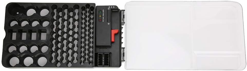 MultiFunctional 104 Grids 3 Lights Battery Container, Battery Holder, Organizer For 36 X Aaa Battery 8 X C Battery
