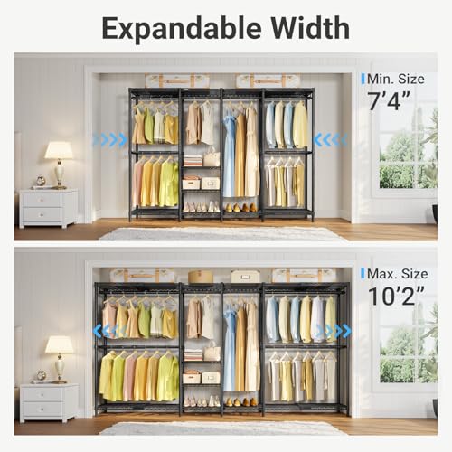 Image of VIPEK X4 Expandable Heavy Duty Clothes Rack Wardrobe Closet Organizer Black