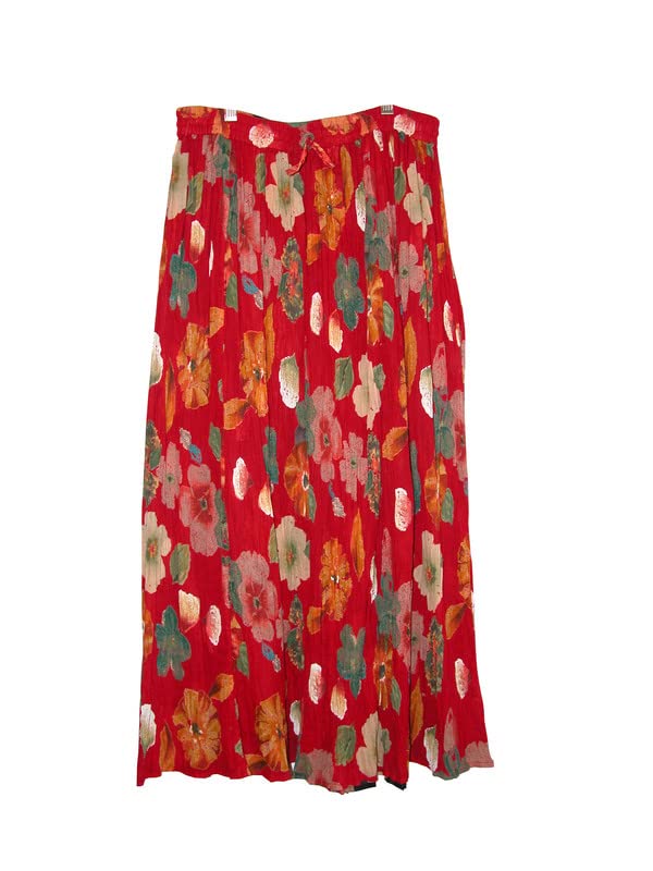 LA CERA Women's Crinkled Reversible Printed Skirt, Flowy Midi Skirt, Floral Midi Skirts, 100% Cotton, Machine Wash3