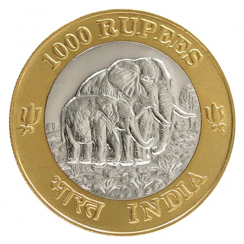 Image of 1000 Rupees 2025 Twin Elephants, India Fantasy Rare Bi-Metallic Coin