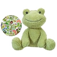 PyrrlicToy Frog Plush Toy, 50pcs Frog Stickers,Soft Cartoon Stuffed Animal, Animal Plush Dolls, Cute Frösch Plush Doll, Stuffed Toy Plush Dolls Gift for Kids-25cm